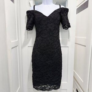 Vintage 90s Dress Bodycon Lace Off Shoulder Whimsygoth Witchy Halloween Sexy